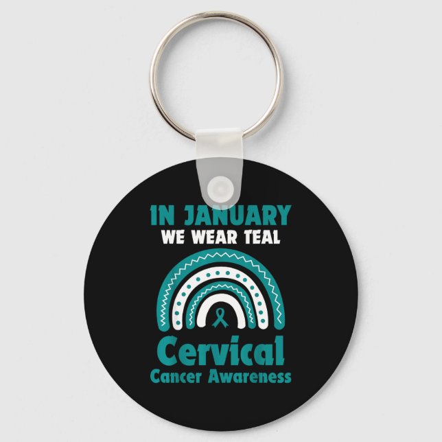 Chaveiro In January We Wear Teal Cervical Cancer Awareness  (Frente)