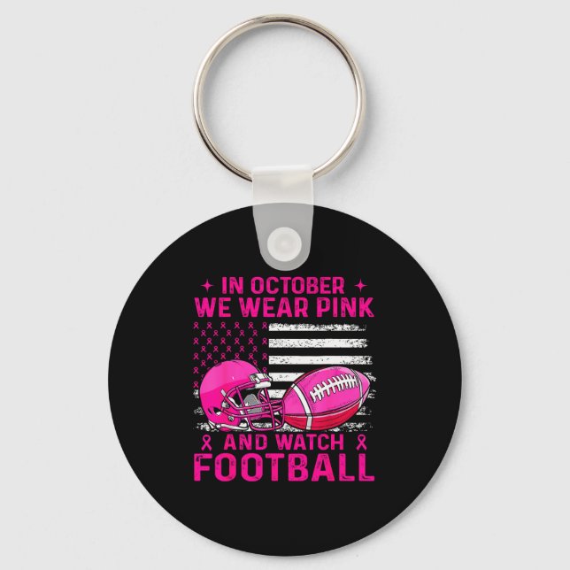 Chaveiro In October We Wear Nk Breast Cancer Flag Football  (Frente)