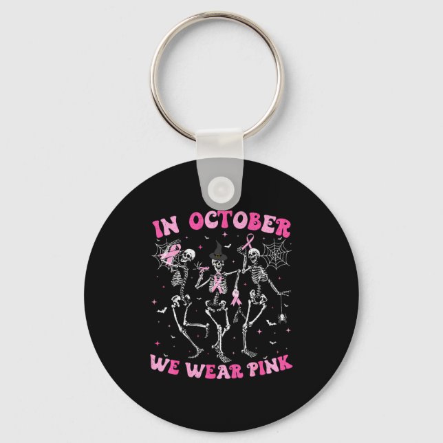 Chaveiro In October We Wear Nk Halloween Breast Cancer Skel (Frente)