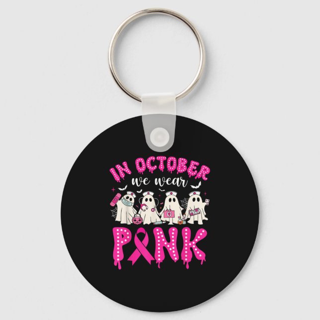Chaveiro In October We Wear Nk Ribbon Ghost Nurse Halloween (Frente)