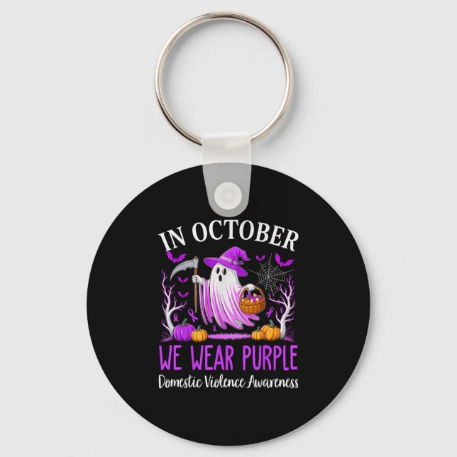 Chaveiro In October We Wear Purple Domestic Violence Ghost  (Frente)