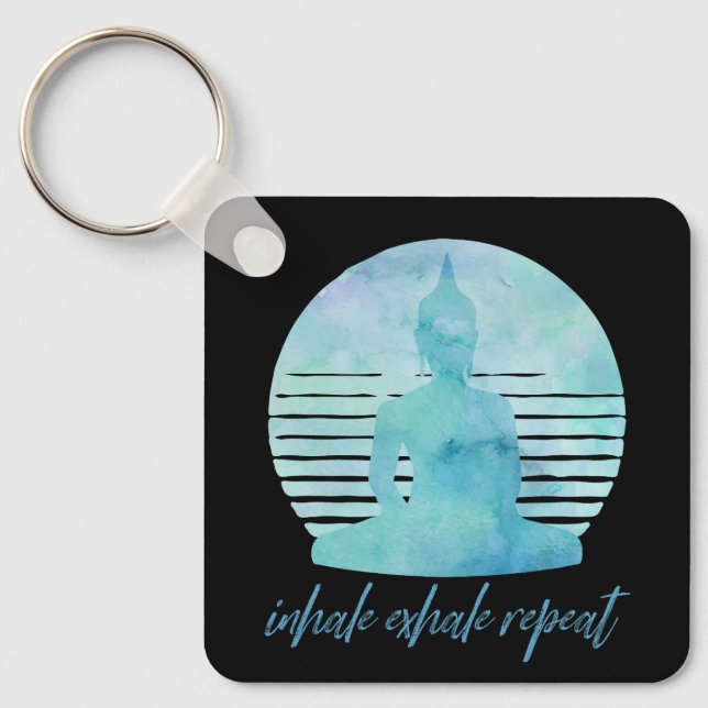 Chaveiro Inalar Exalar Repetir Azul (Frente)