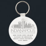 Chaveiro Indianapolis Estilizada Linha Cria | Slogan Person<br><div class="desc">Uma cadeia chave única representando a bela cidade de Indianapolis,  Illinois. Este chaveiro apresenta uma ilustração estilizada do horizonte único da cidade com seu nome embaixo. Por baixo do nome da cidade está um lugar para o seu slogan ou afirmação exclusivo sobre a sua cidade favorita.</div>