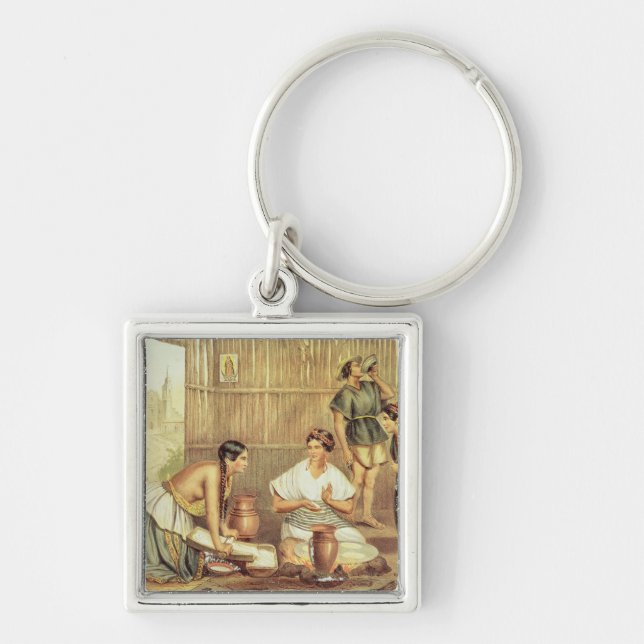 Chaveiro Indianos que preparam tortilhas (Frente)