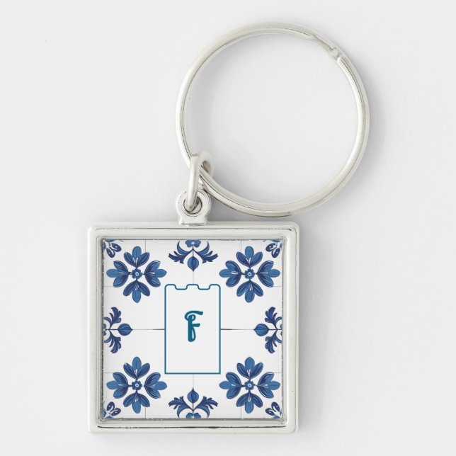 Chaveiro Indigo Azulejo Blue Portuguese Lisbon Decorative (Frente)
