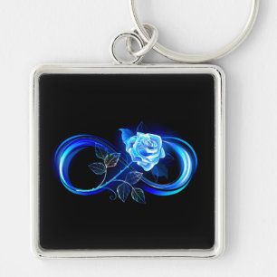 Chaveiro Infinito brilhante com rosa azul