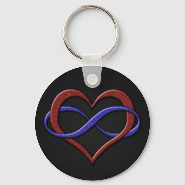 Chaveiro Infinity Heart Symbol Polyamory Pride Cores de Sin (Frente)
