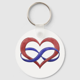 Chaveiro Infinity Heart Symbol Polyamory Pride Cores de Sin