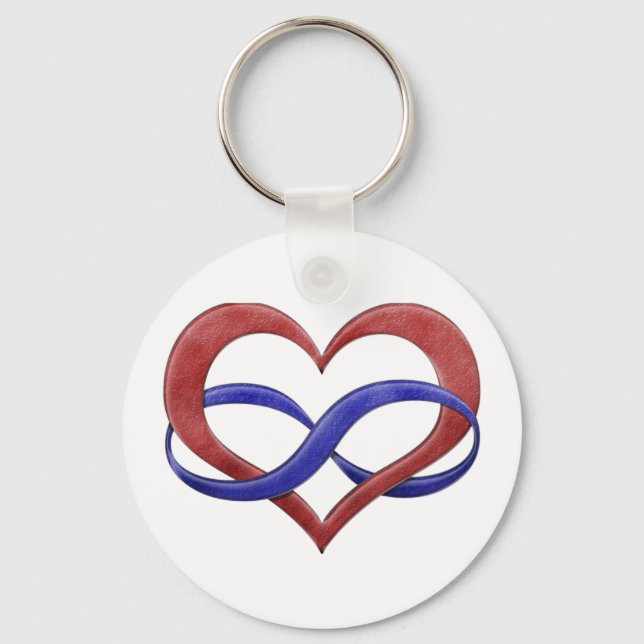 Chaveiro Infinity Heart Symbol Polyamory Pride Cores de Sin (Frente)
