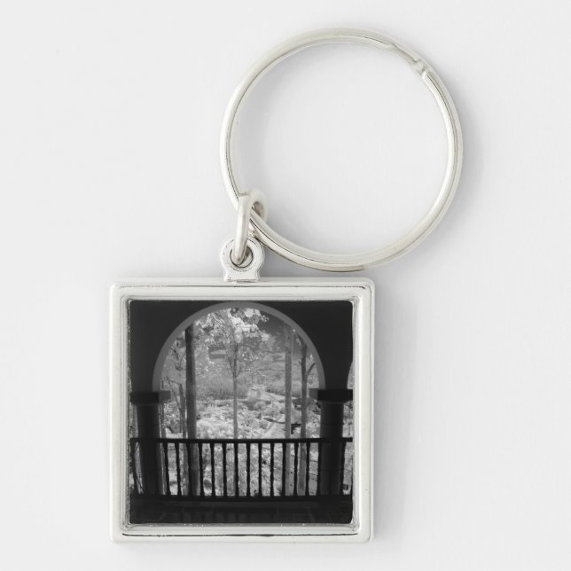 Chaveiro Infravermelho de árvores, edifícios e trilhas em L (Frente)