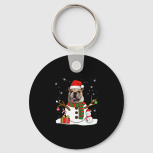 Chaveiro Inglês Buldogue Natal Pajama Snowman Dog Lover