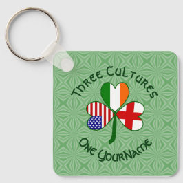 Chaveiro Inglês Irish American Flags Shamrock Seu Nome