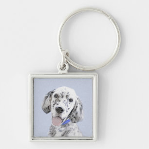 Chaveiro Inglês Setter Blue Belton pintando arte canina