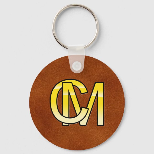 Chaveiro iniciais C e M em ouro (Frente)