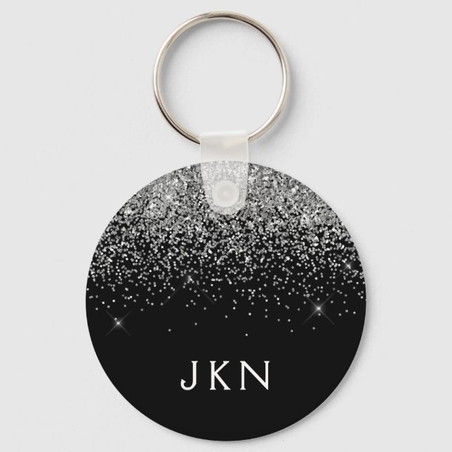 Chaveiro Iniciais de Nome de Rapariga de Monograma preto-pr (Frente)