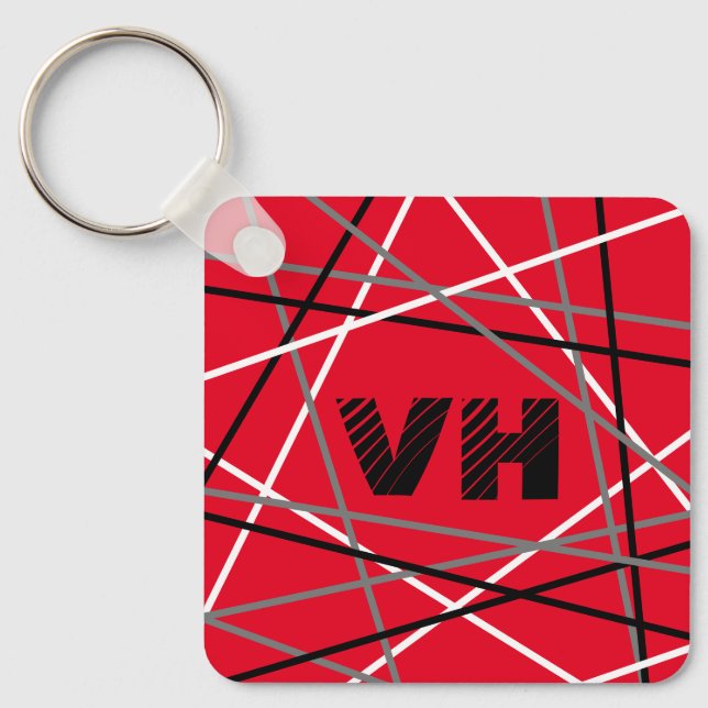 Chaveiro Iniciais de Nome de Violão com Faixa Vermelha lega (Frente)