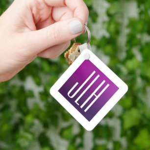 Chaveiro Iniciais de Ombre Roxo e Branco ou outro Texto
