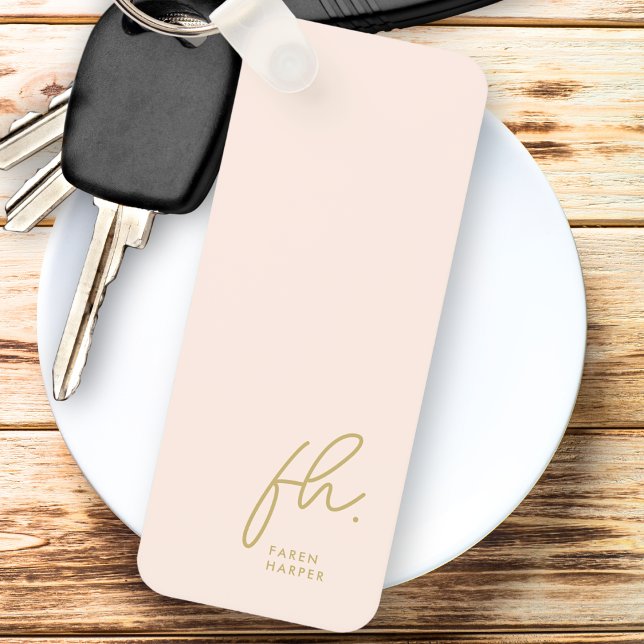 Chaveiro Iniciais de Script Mínimo Moderno Monograma Blush  (Criador carregado)