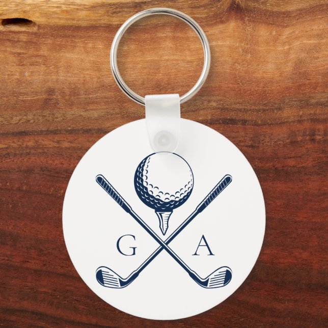 Chaveiro Iniciais Elegantes Presente de Golfe Personalizado (Frente)