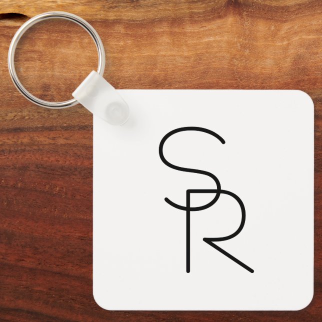 Chaveiro Iniciais Sobrepostos com Vista Moderna (Frente)