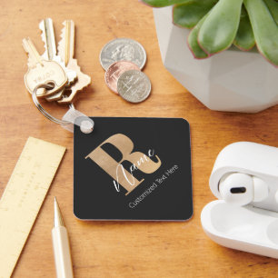 Chaveiro Inicial Moderna Monogramada R & Nome Personalizado