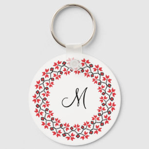 Chaveiro Inicial personalizada do monograma da flor anel