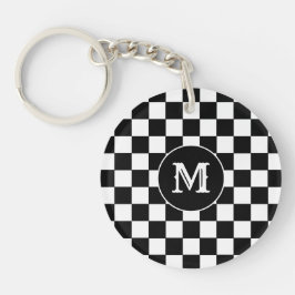 Chaveiro Inicial Personalizada, Porta-chaves Xadrez Preto e