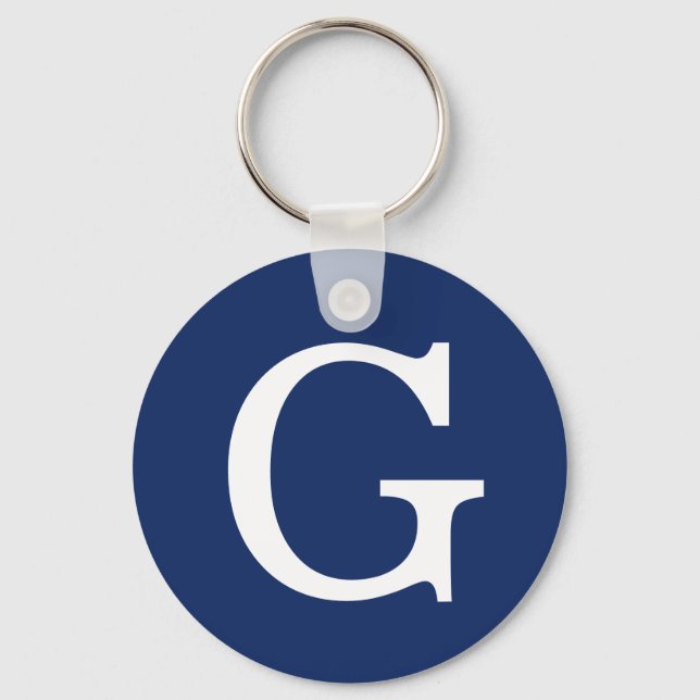 Chaveiro Initial Letter Monogram Blue White Plain Simple (Frente)