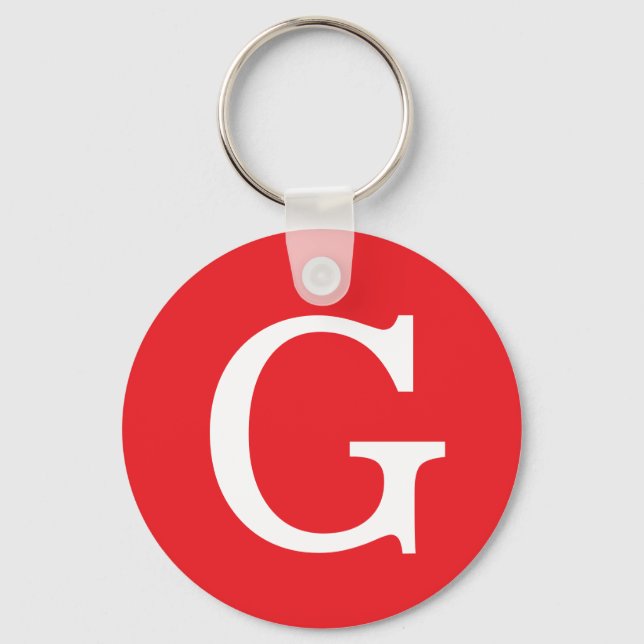 Chaveiro Initial Letter Monogram Red White Plain Simple (Frente)