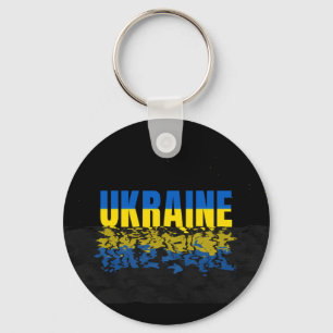 Chaveiro Inscrição na Ucrânia em cores azul/amarela. Ucrâni