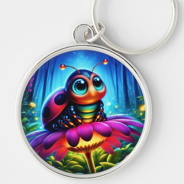 Chaveiro Inseto mágico numa floresta noturna luminosa (Frente)