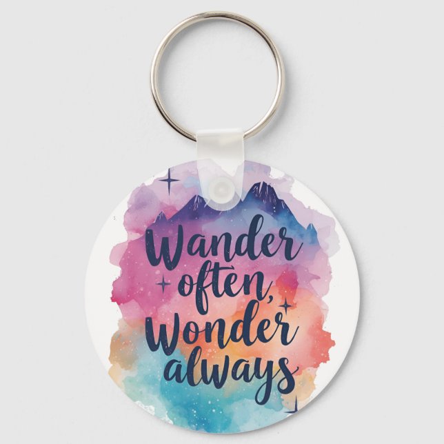 Chaveiro Inspirational Watercolor Wanderlust Message (Frente)