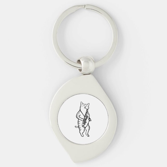 Chaveiro Instrumento Saxofone Música Jazz Cat Golf Balls (Frente)