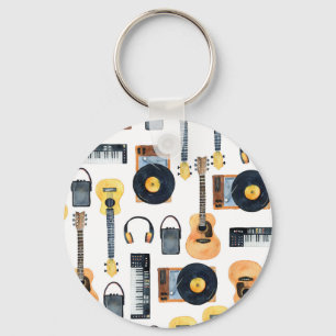 Chaveiro Instrumentos Musicais: Aquarela Sem Costura