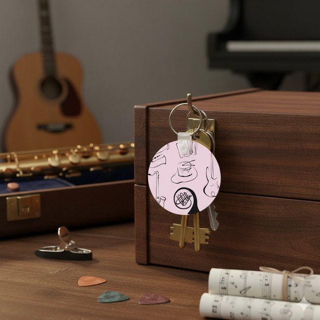 Chaveiro Instrumentos Musicais Em Pulseira Rosa (Criador carregado)