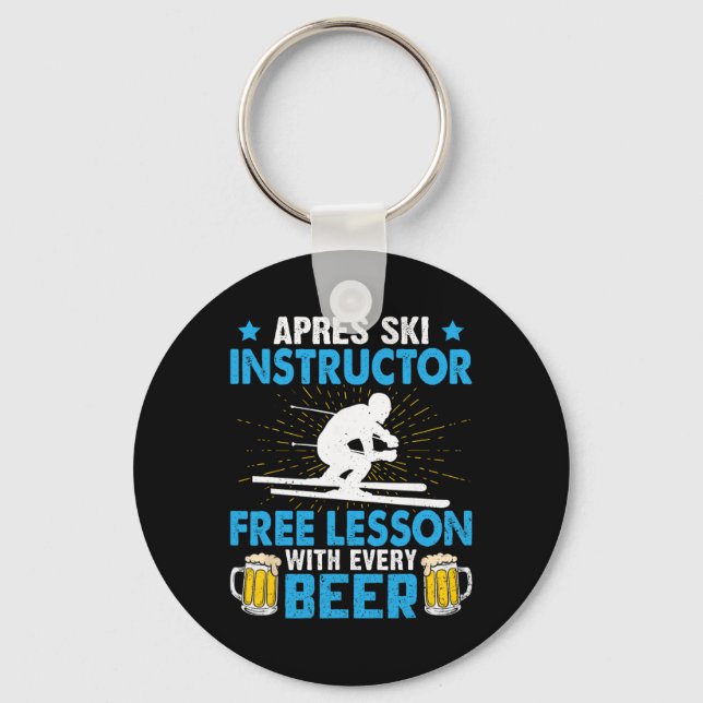 Chaveiro Instrutor de Après-ski Aula Grátis Com Cada Cervej (Frente)