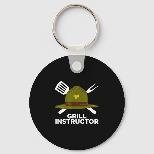 Chaveiro Instrutor de churrasco engraçado pitmaster de chur (Frente)