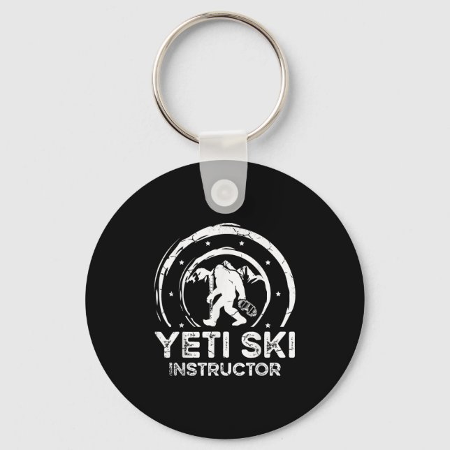 Chaveiro Instrutor de Esqui Yeti Sasquatch Para Uma Mulher  (Frente)