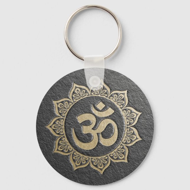 Chaveiro Instrutor de Meditação YOGA Black & Dourado OM Man (Frente)