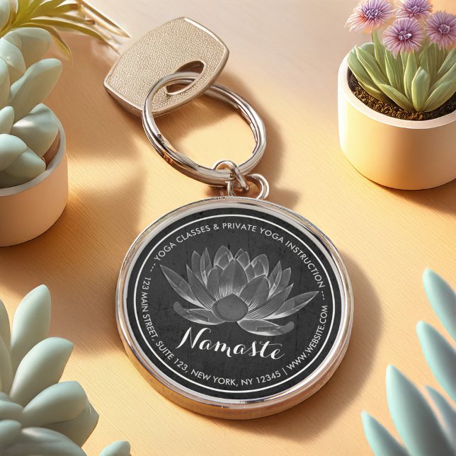 Chaveiro Instrutor YOGA Meditation Reiki Black White Lotus (Criador carregado)