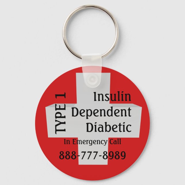 Chaveiro Insulin Dependent TYPE 1 Diabetes EMT Alert (Frente)
