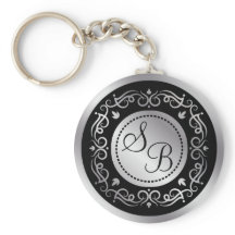 Inundações de prata em monograma preto de Casament