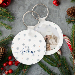 Chaveiro Inverno elegante Deixe-o nevar foto personalizada