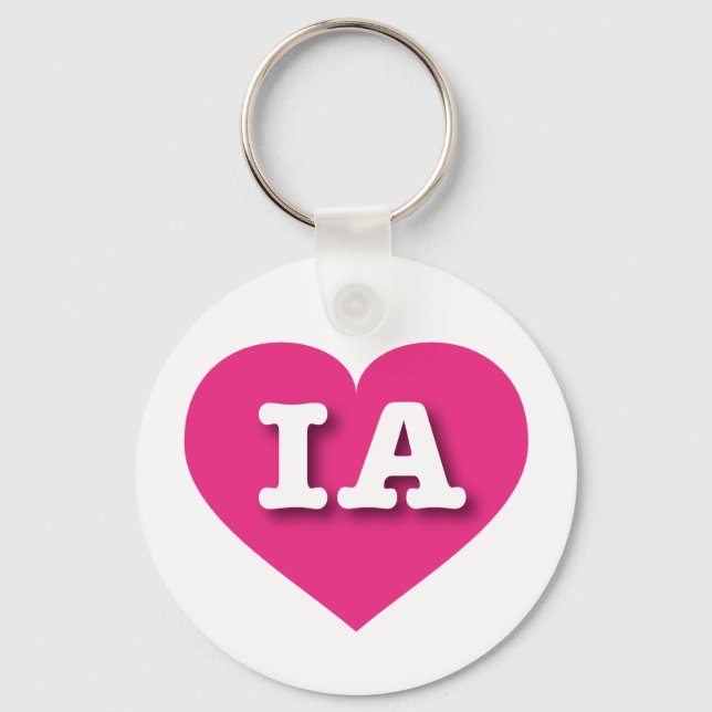 Chaveiro Iowa Hot Pink Heart - I love IA (Frente)