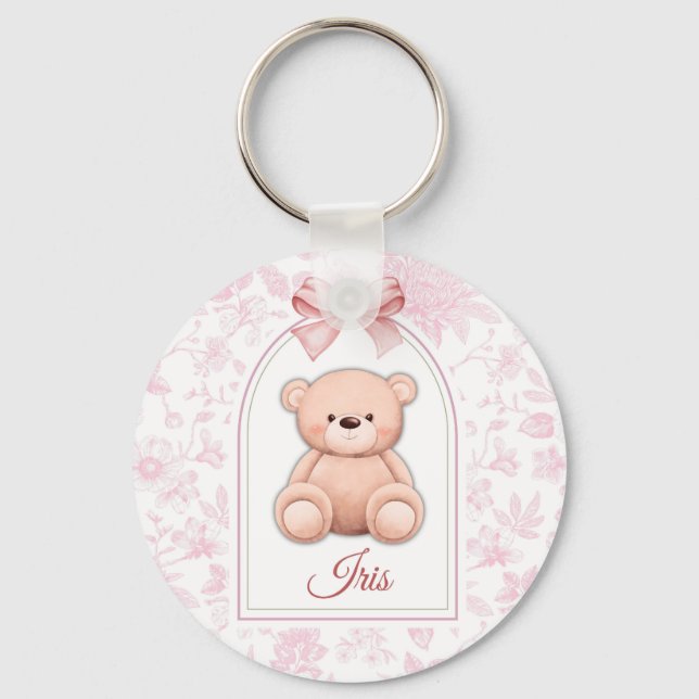 Chaveiro Iris | Design de Enfermeiro de Urso Rosa Personali (Frente)