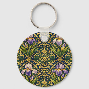 Chaveiro Iris Floral Damask Art Nouveau
