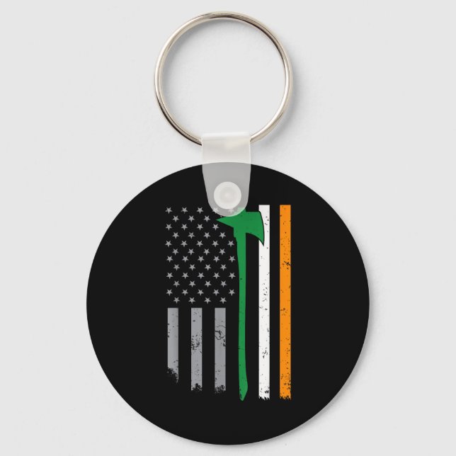 Chaveiro Irish Firefighter American Flag Cool St Patricks D (Frente)