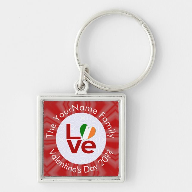 Chaveiro Irish Flag Red - Letra LOVE White Red Personalizad (Frente)