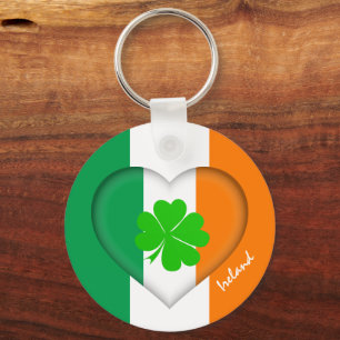 Chaveiro Irlanda & Irish Heart, Flag luck clover /shamrock