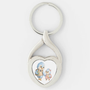 Chaveiro Irmãos de Pássaros Pingente de Metal